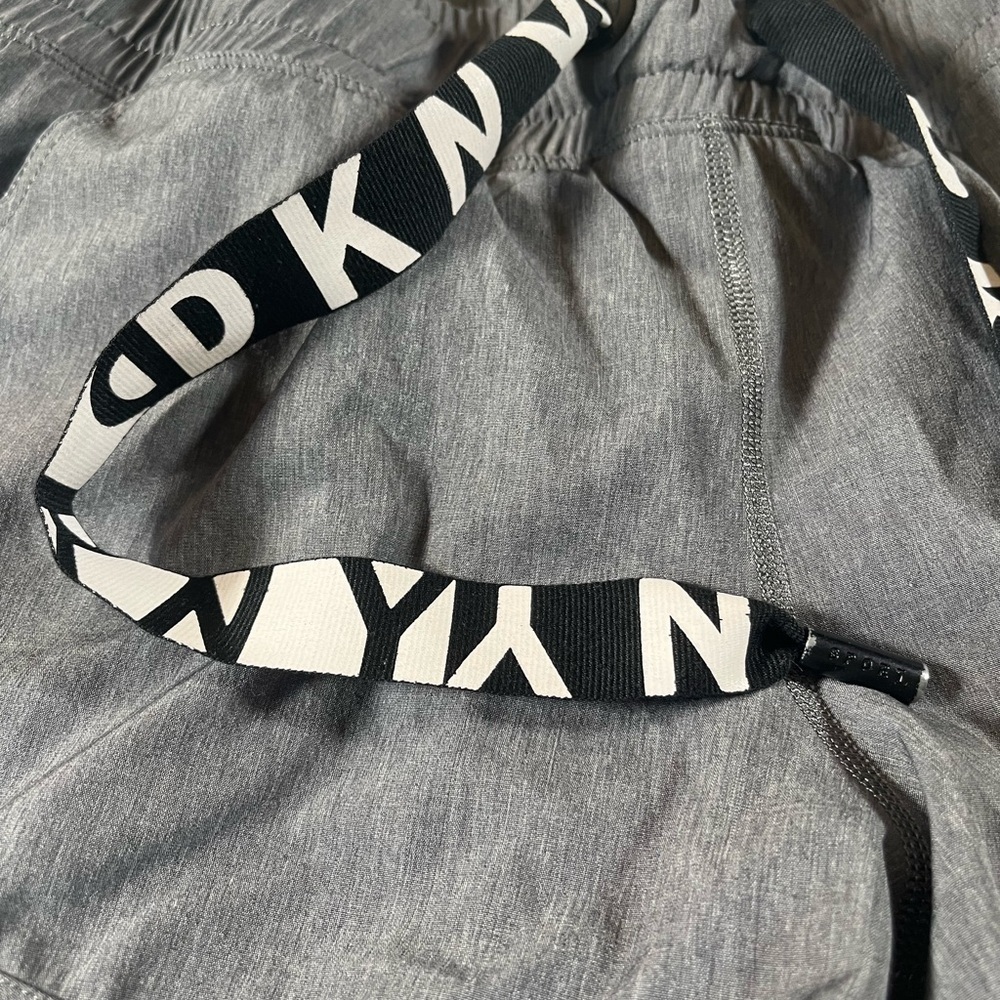 DKNY Charcoal Elastic Waist Athletic Drawstring Shorts - Picture 2 of 4